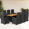 Image de vidaXL Ensemble à manger de jardin 9pcs coussins noir résine tressée