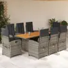 Image de vidaXL Ensemble à manger de jardin 9 pcs coussins gris résine tressée