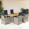 Image de vidaXL Ensemble à manger de jardin et coussins 7 pcs beige poly rotin