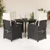 Image de vidaXL Ensemble à manger de jardin coussins 5pcs Noir Résine tressée