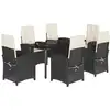 Image de vidaXL Ensemble à manger de jardin coussins 7pcs Noir Résine tressée