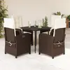 Image de vidaXL Ensemble à manger de jardin 5 pcs et coussins marron poly rotin