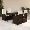 Image de vidaXL Ensemble à manger de jardin 5 pcs et coussins marron poly rotin