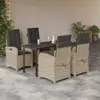 Image de vidaXL Ensemble à manger de jardin et coussins 5 pcs gris clair rotin
