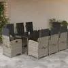 Image de vidaXL Ensemble à manger de jardin et coussins 9 pcs gris clair rotin