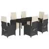 Image de vidaXL Ensemble à Manger de Jardin avec Coussins 7 pcs, Chaises et Table de Patio, Meubles de Terrasse, Moderne, Noir Résine Tressée