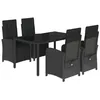 Image de vidaXL Ensemble à Manger de Jardin avec Coussins 5 pcs, Table et Chaises avec Dossier et Repose-Pied Réglables, Meubles d'Extérieur, Noir Résine Tressée