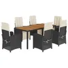Image de vidaXL Ensemble à Manger de Jardin avec Coussins 7 pcs, Chaises et Table de Patio, Meubles de Terrasse, Moderne, Noir Résine Tressée