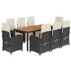 Image de vidaXL Ensemble à Manger de Jardin avec Coussins 9 pcs, Chaises et Table de Patio, Meubles de Terrasse, Moderne, Noir Résine Tressée