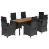 Image de vidaXL Ensemble à Manger de Jardin avec Coussins 7 pcs, Table et Chaises avec Dossier et Repose-Pied Réglables, Meubles d'Extérieur, Noir Résine Tressée