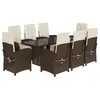 Image de vidaXL Ensemble à Manger de Jardin avec Coussins 9 pcs, Chaises et Table de Patio, Meubles de Terrasse, Moderne, Marron Résine Tressée