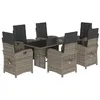 Image de vidaXL Ensemble à Manger de Jardin avec Coussins 7 pcs, Table et Chaises avec Dossier et Repose-Pied Réglables, Meubles d'Extérieur, Gris Résine Tressée