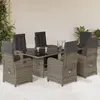 Image de vidaXL Ensemble à manger de jardin et coussins 7 pcs gris rotin