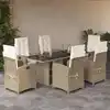 Image de vidaXL Ensemble à manger de jardin et coussins 7 pcs beige poly rotin