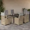 Image de vidaXL Ensemble à manger de jardin et coussins 7 pcs beige poly rotin