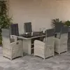 Image de vidaXL Ensemble à manger de jardin et coussins 7 pcs gris clair rotin