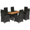 Image de vidaXL Ensemble à Manger de Jardin avec Coussins 7 pcs, Table et Chaises avec Dossier et Repose-Pied Réglables, Meubles d'Extérieur, Noir Résine Tressée