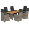 Image de vidaXL Ensemble à Manger de Jardin avec Coussins 7 pcs, Table et Chaise de Terrasse, Meubles de Patio, Mobilier d'Extérieur, Gris Résine Tressée