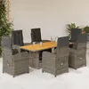Image de vidaXL Ensemble à manger de jardin et coussins 7 pcs gris rotin