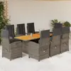 Image de vidaXL Ensemble à manger de jardin 9 pcs coussins gris résine tressée
