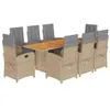 Image de vidaXL Ensemble à Manger de Jardin avec Coussins 9 pcs, Table et Chaise de Terrasse, Meubles de Patio, Mobilier d'Extérieur, Beige Résine Tressée