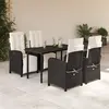 Image de vidaXL Ensemble à manger de jardin coussins 5pcs Noir Résine tressée