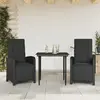 Image de vidaXL Ensemble de bistro 3 pcs avec coussins noir résine tressée