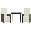 Image de vidaXL Ensemble de Bistro avec Coussins 3 pcs, Chaises et Table de Patio, Meubles de Terrasse Arrière-Cour Extérieur, Marron Résine Tressée