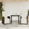 Image de vidaXL Ensemble de bistro 3 pcs avec coussins marron résine tressée