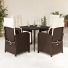 Image de vidaXL Ensemble à manger de jardin 5 pcs et coussins marron poly rotin