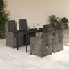Image de vidaXL Ensemble à manger de jardin 5 pcs coussins gris résine tressée