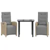 Image de vidaXL Ensemble de Bistro 3 pcs avec Coussins Beige résine tressée