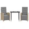 Image de vidaXL Ensemble de Bistro avec Coussins 3 pcs, Chaises et Table de Patio, Meubles de Terrasse Extérieur, Moderne, Gris Clair Résine Tressée