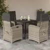 Image de vidaXL Ensemble à manger de jardin et coussins 5 pcs gris clair rotin