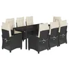 Image de vidaXL Ensemble à Manger de Jardin avec Coussins 9 pcs, Table et Chaises avec Dossier Réglable, Meubles d'Extérieur, Moderne, Noir Résine Tressée