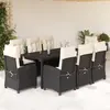 Image de vidaXL Ensemble à manger de jardin 9pcs coussins noir résine tressée