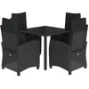 Image de vidaXL Ensemble à Manger de Jardin avec Coussins 5 pcs, Table et Chaises avec Dossier Réglable, Meubles d'Extérieur, Moderne, Noir Résine Tressée