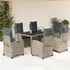 Image de vidaXL Ensemble à manger de jardin et coussins 7 pcs gris rotin
