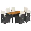 Image de vidaXL Ensemble à Manger de Jardin avec Coussins 7 pcs, Table et Chaises avec Dossier Réglable, Meubles d'Extérieur, Moderne, Noir Résine Tressée