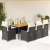 Image de vidaXL Ensemble à manger de jardin 9pcs coussins noir résine tressée