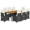 Image de vidaXL Ensemble à Manger de Jardin avec Coussins 9 pcs, Table et Chaises avec Dossier Réglable, Meubles d'Extérieur, Moderne, Noir Résine Tressée