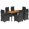 Image de vidaXL Ensemble à Manger de Jardin avec Coussins 7 pcs, Table et Chaises avec Dossier Réglable, Meubles d'Extérieur, Moderne, Noir Résine Tressée