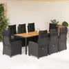 Image de vidaXL Ensemble à manger de jardin 9pcs coussins noir résine tressée