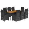Image de vidaXL Ensemble à Manger de Jardin avec Coussins 9 pcs, Table et Chaises avec Dossier Réglable, Meubles d'Extérieur, Moderne, Noir Résine Tressée