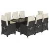 Image de vidaXL Ensemble à Manger de Jardin avec Coussins 9 pcs, Table et Chaises avec Dossier Réglable, Meubles d'Extérieur, Moderne, Noir Résine Tressée