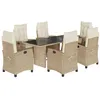 Image de vidaXL Ensemble à Manger de Jardin avec Coussins 7 pcs, Table et Chaises avec Dossier Réglable, Meubles d'Extérieur, Moderne, Beige Résine Tressée