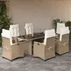 Image de vidaXL Ensemble à manger de jardin et coussins 7 pcs beige poly rotin