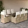 Image de vidaXL Ensemble à manger de jardin et coussins 9 pcs beige Poly rotin