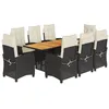 Image de vidaXL Ensemble à Manger de Jardin avec Coussins 9 pcs, Table et Chaises avec Dossier Réglable, Meubles d'Extérieur, Moderne, Noir Résine Tressée
