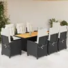 Image de vidaXL Ensemble à manger de jardin 9pcs coussins noir résine tressée